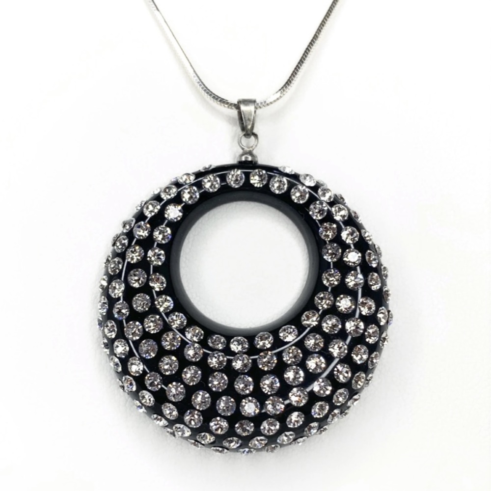Acrylic Oval Necklace Embellished With Genuine Crystal Stone Elements New